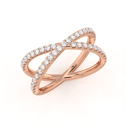 Diamond X Ring in Rose Gold