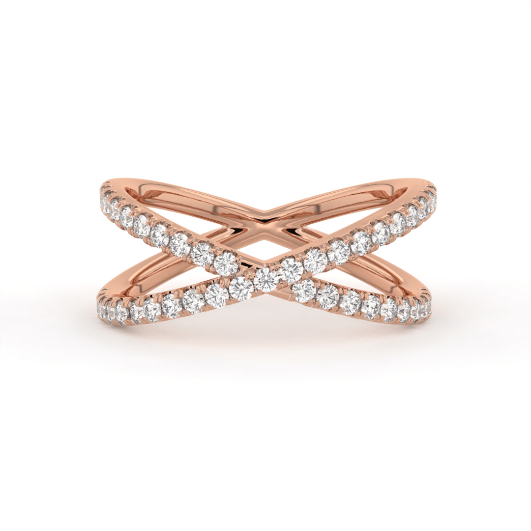 Diamond X Ring in Rose Gold