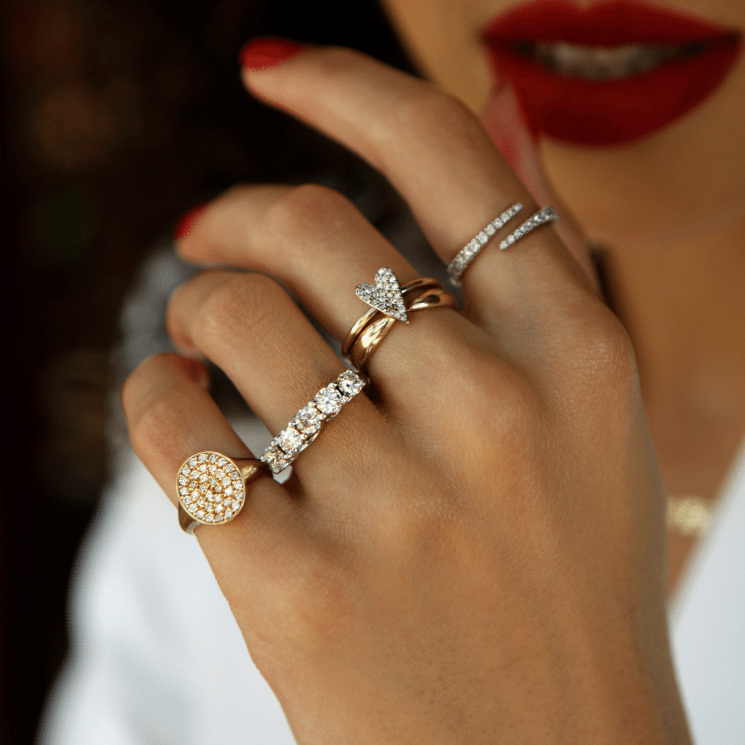 Classic Diamond Signet Ring in Rose Gold