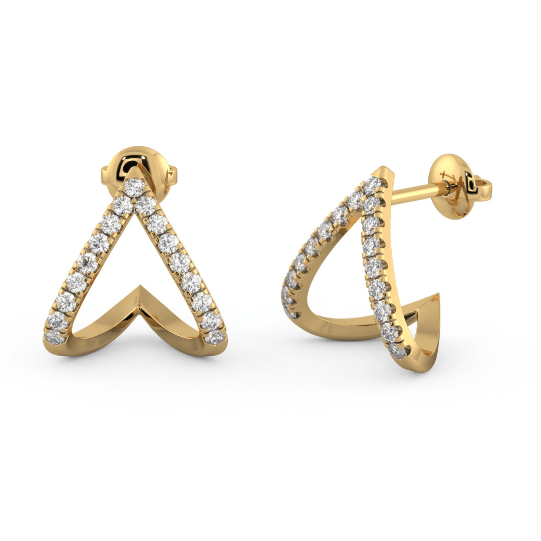Diamond Chevron Earrings in Yellow Gold