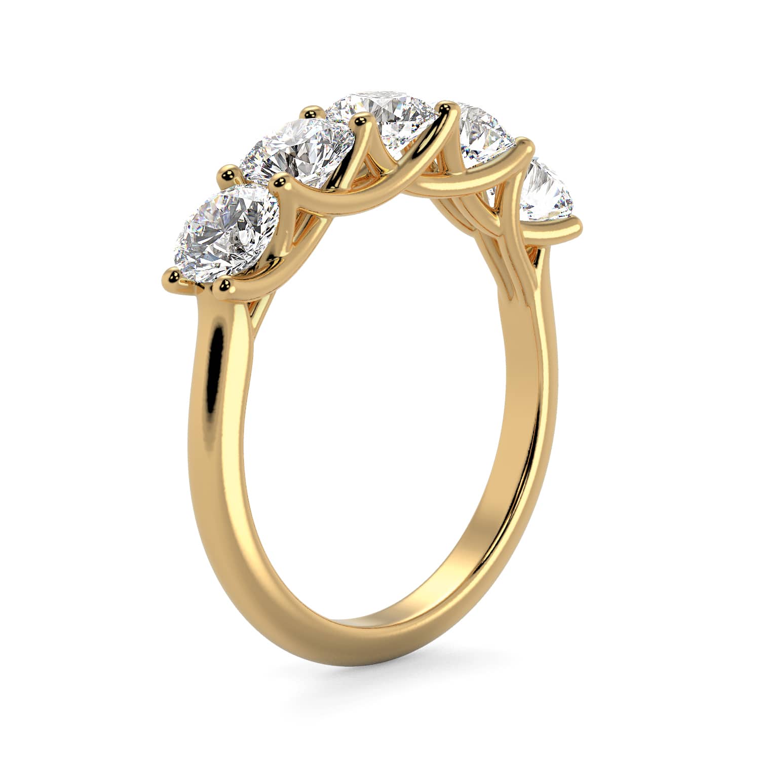 5 Stone Diamond Trellis Ring in Yellow Gold