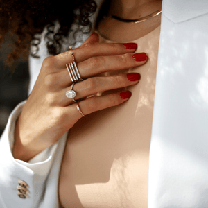 Single Baguette Diamond Ring in White Gold