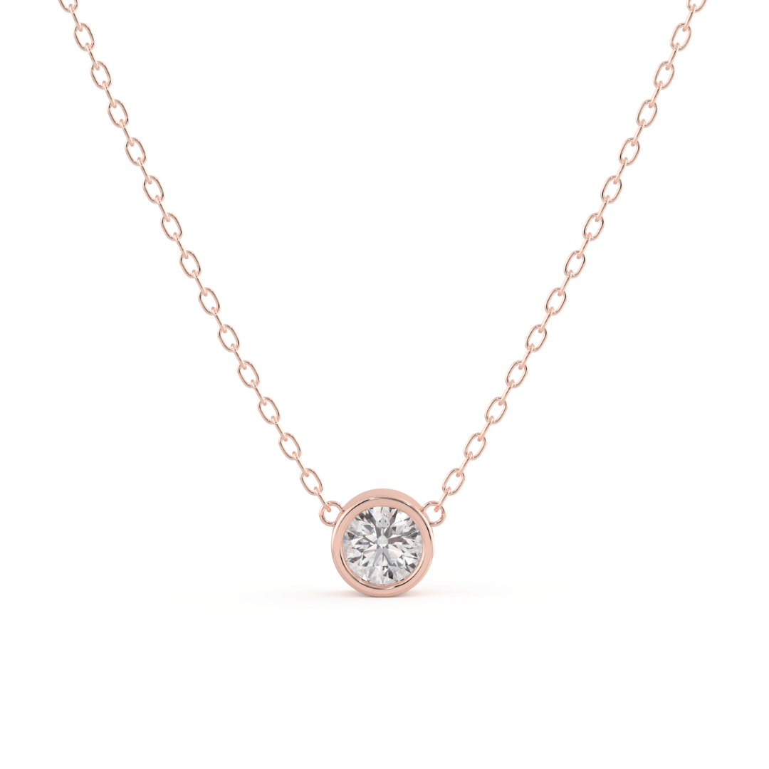 Classic Bezel Diamond Necklace in Rose Gold