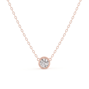Classic Bezel Diamond Necklace in Rose Gold