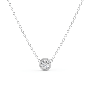 Classic Bezel Diamond Necklace in White Gold