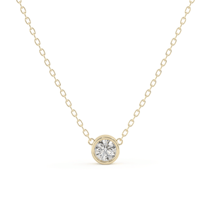 Classic Bezel Diamond Necklace in Yellow Gold