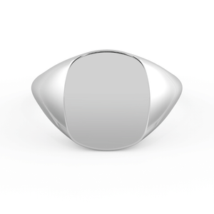 Cushion Signet Ring in White Gold