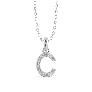 Diamond Initial Pendant & Chain in White Gold