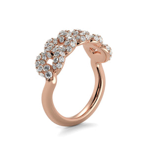Diamond Chain Link Ring in Rose Gold
