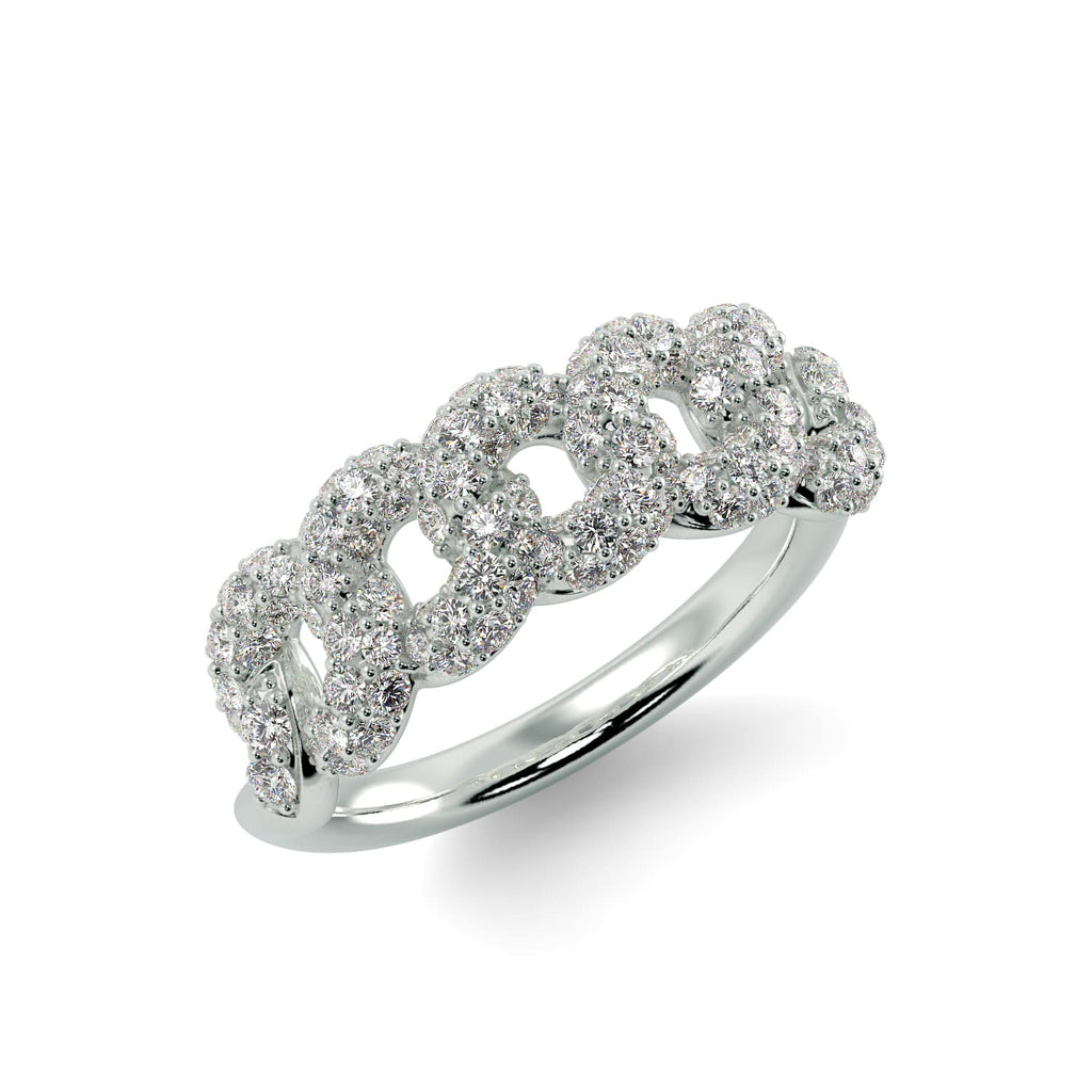 Diamond Chain Link Ring in White Gold