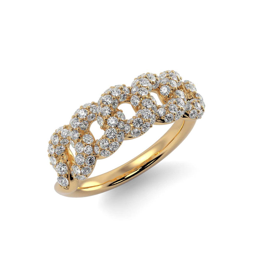 Diamond Chain Link Ring in Yellow Gold