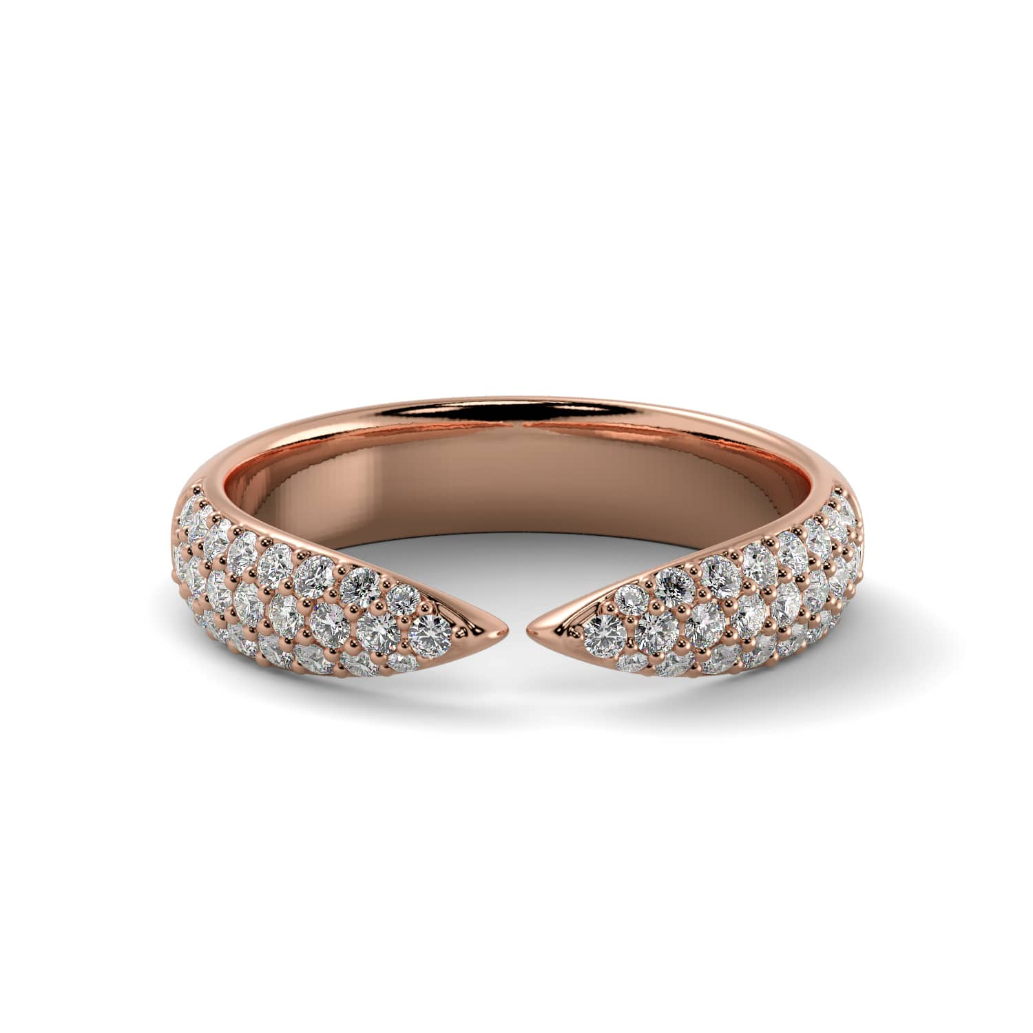 Diamond Claw Stack Ring in Rose Gold