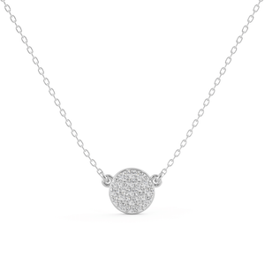 Diamond Disc Necklace in White Gold