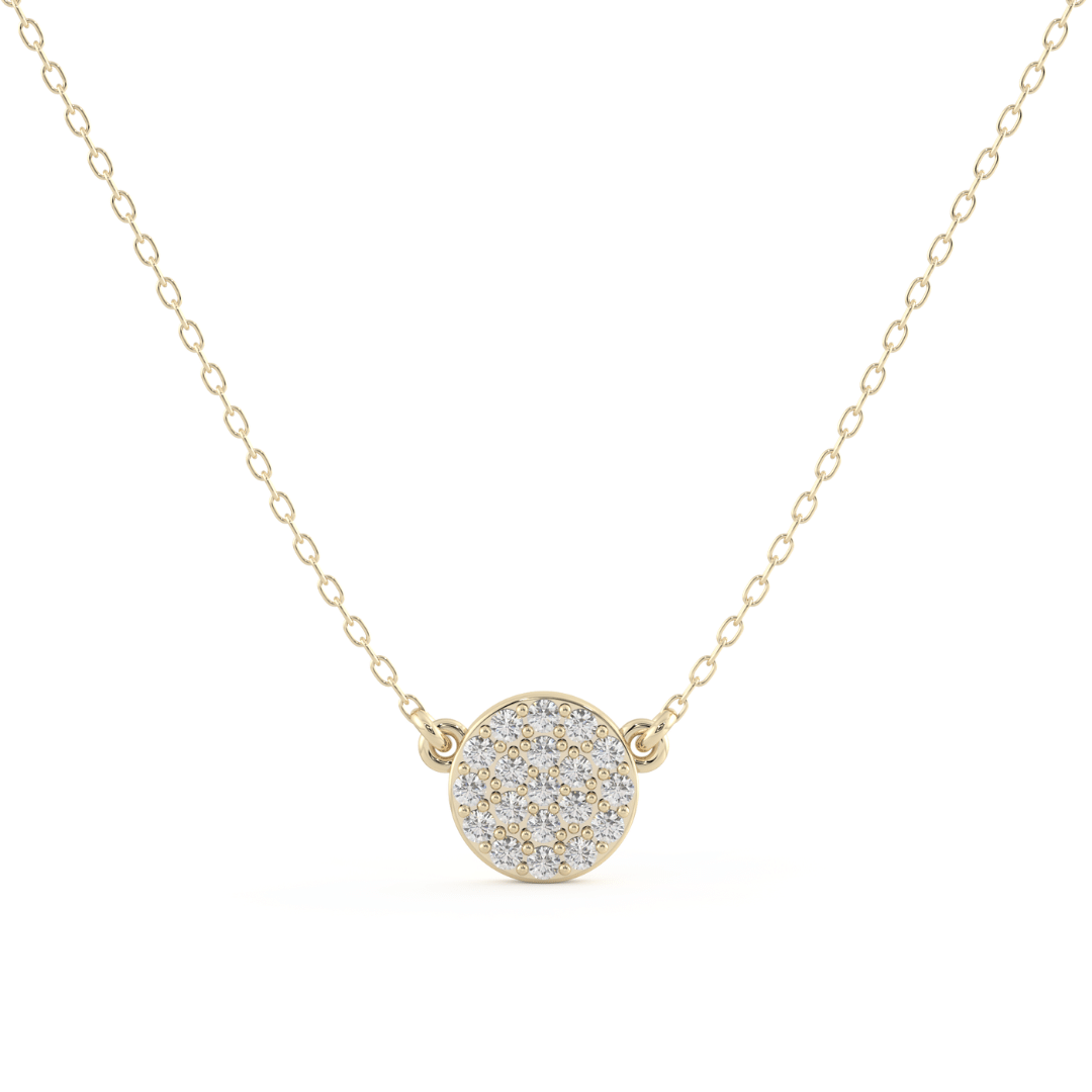 Diamond Disc Necklace in Yellow Gold