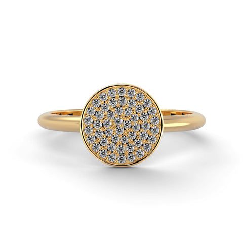Diamond Disk Ring in Yellow Gold