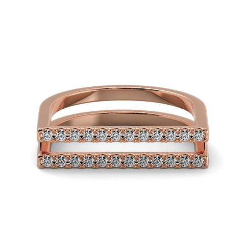 Diamond Double Bar Ring in Rose Gold