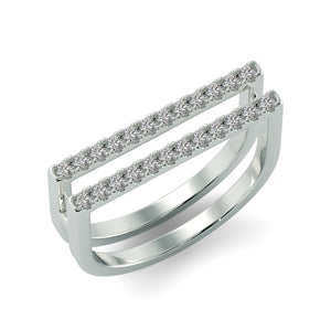Diamond Double Bar Ring in White Gold