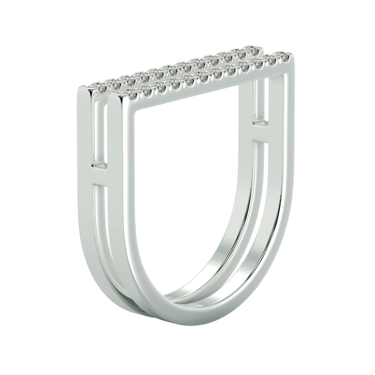 Diamond Double Bar Ring in White Gold