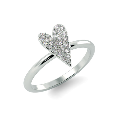 Diamond Heart Ring in White Gold