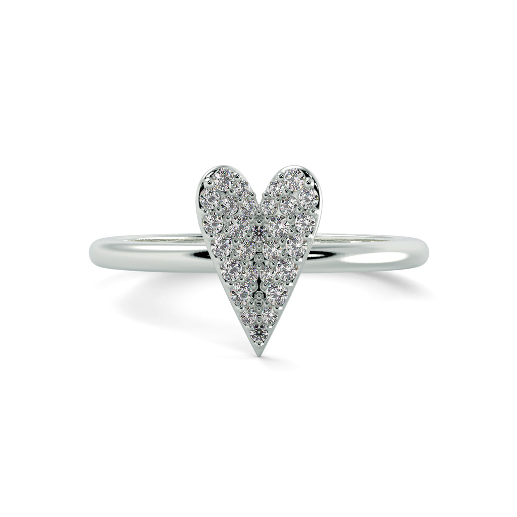 Diamond Heart Ring in White Gold