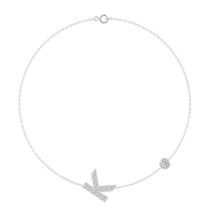 Diamond Initial Bracelet with Diamond Accent in White Gold