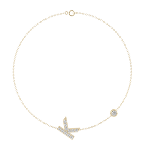 Diamond Initial Bracelet with Diamond Accent in Yellow Gold