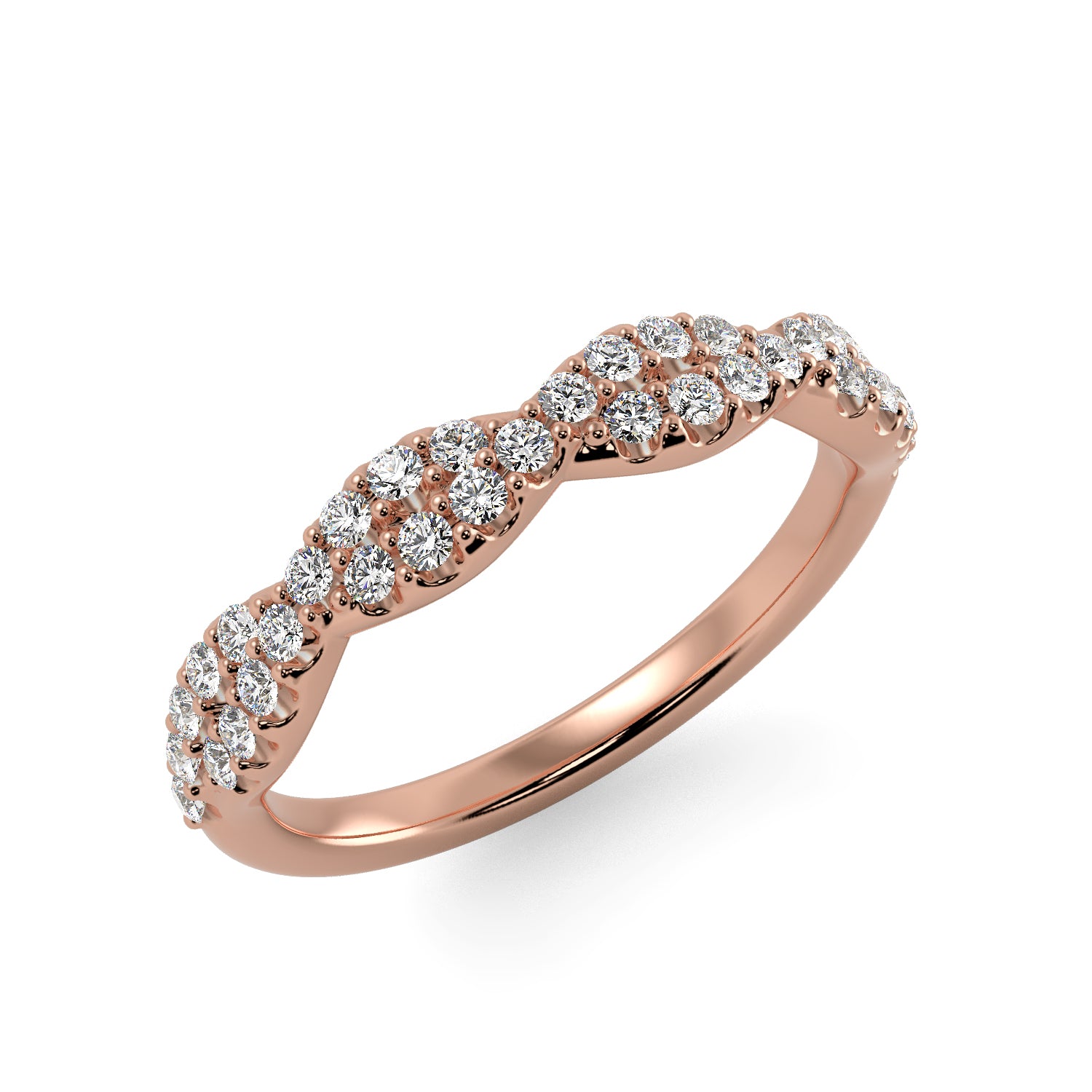 Diamond Twist Ring in Rose Gold