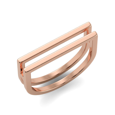 Double Bar Ring in Rose Gold