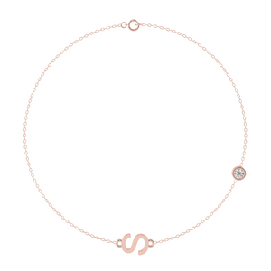 Initial Bracelet with Diamond Accent in Rose Gold