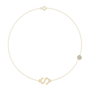 Initial Bracelet with Diamond Accent in Yellow Gold