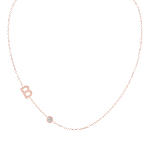 Initial Necklace with Diamond Accent in Rose Gold