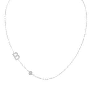 Initial Necklace with Diamond Accent in White Gold