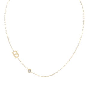 Initial Necklace with Diamond Accent in Yellow Gold