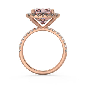Morganite Diamond Halo Ring in Rose Gold 3