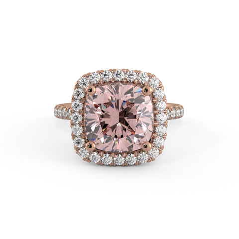 Morganite Diamond Halo Ring in Rose Gold 2