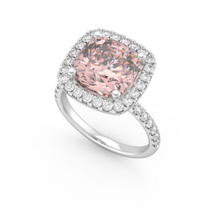 Morganite Diamond Halo in White Gold Angle 1