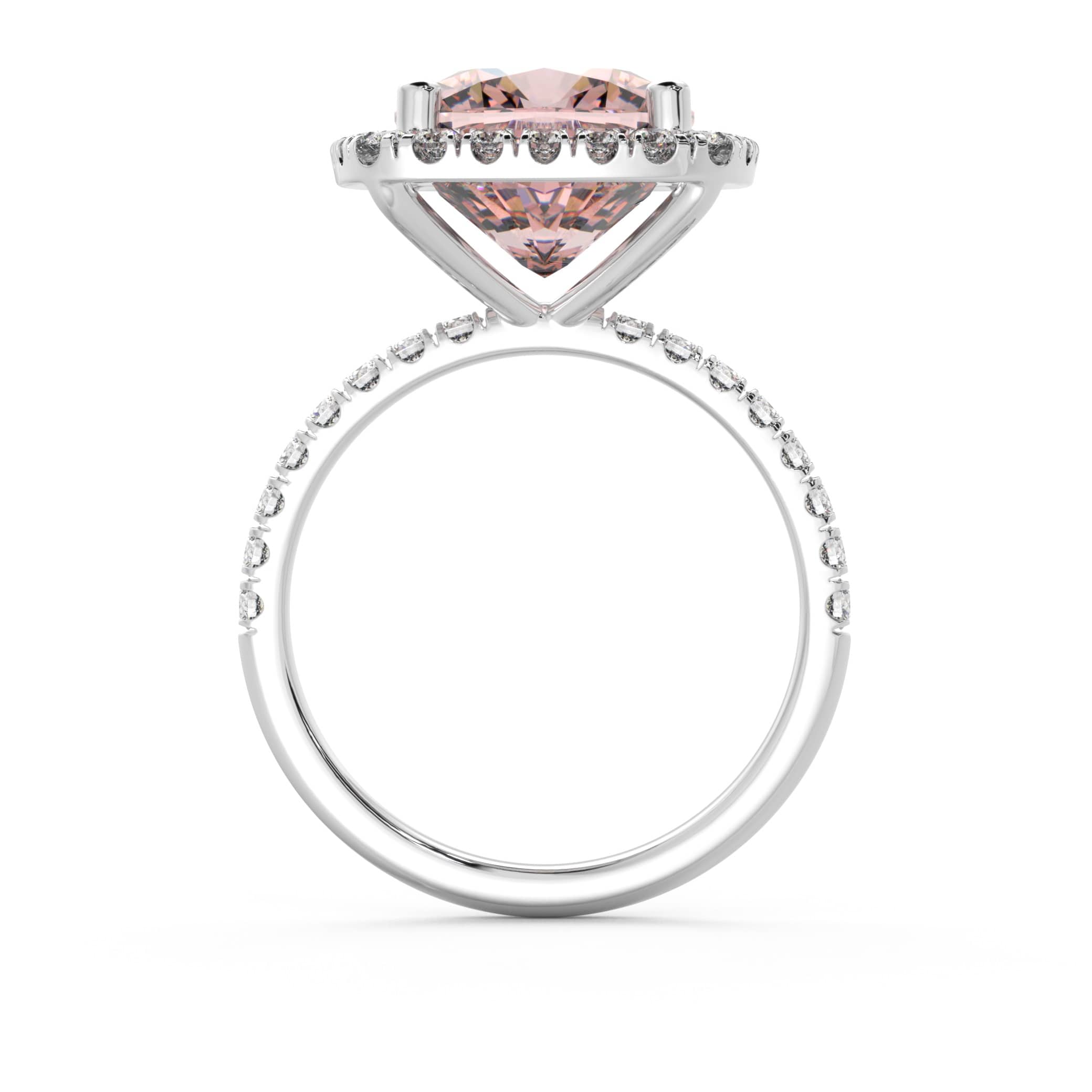 Morganite Diamond Halo in White Gold Angle 2