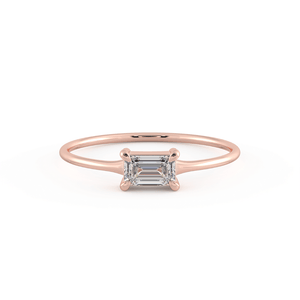Petite Baguette Diamond Ring in Rose Gold
