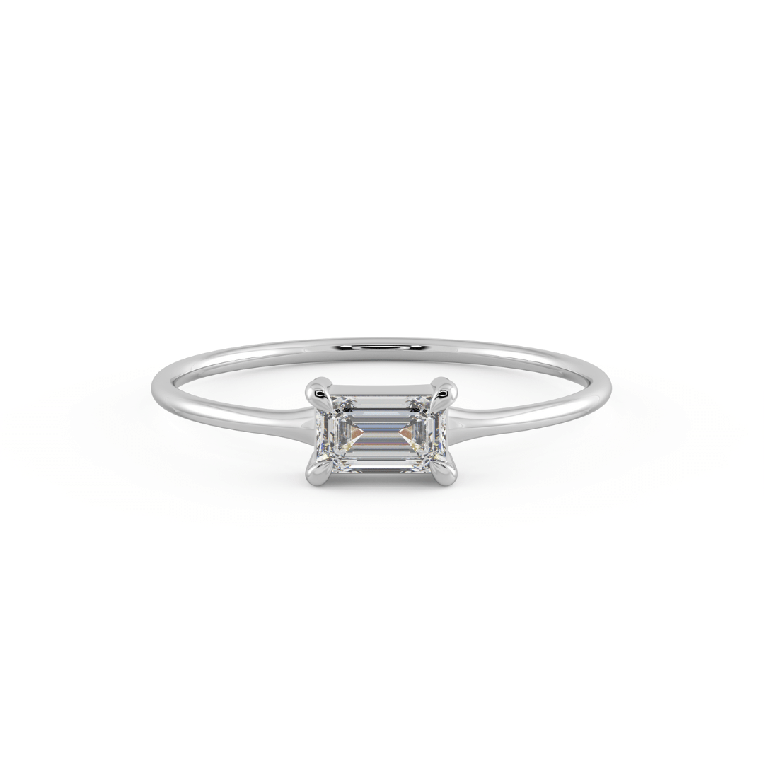 Petite Baguette Diamond Ring in White Gold