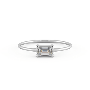 Petite Baguette Diamond Ring in White Gold