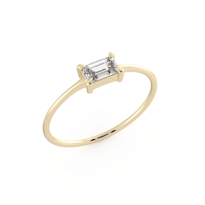 Petite Baguette Diamond Ring in Yellow Gold