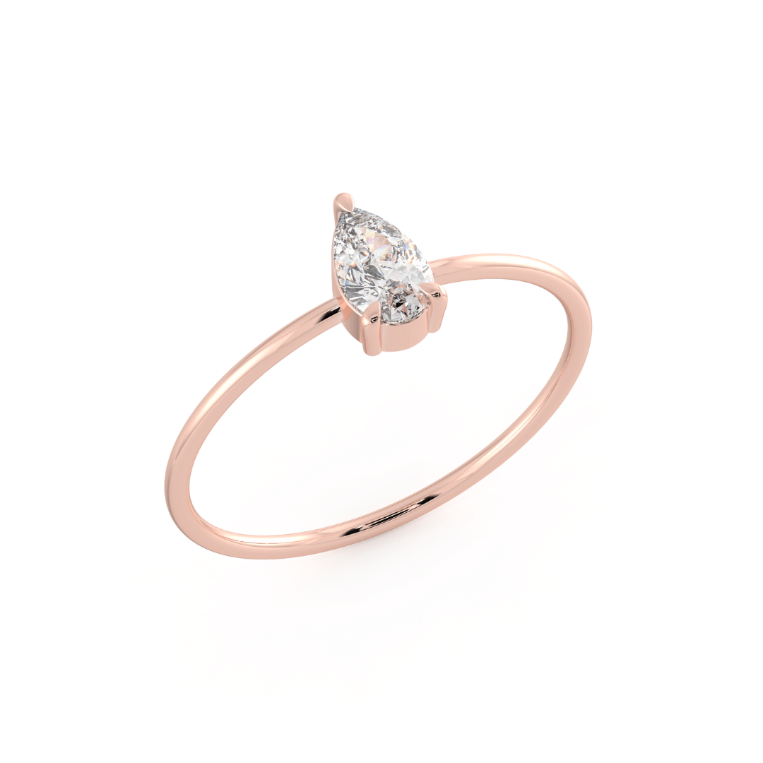 Petite Pear Diamond Ring in Rose Gold