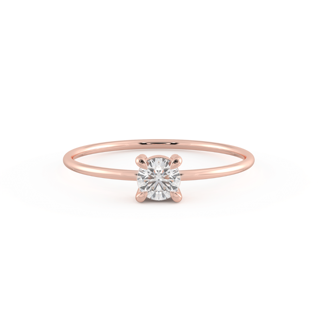 Petite Round Diamond Ring in Rose Gold