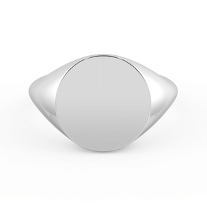 Round Signet Ring in White Gold